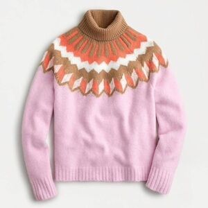 J Crew Pink Fair Isle Wool Alpaca Sweater